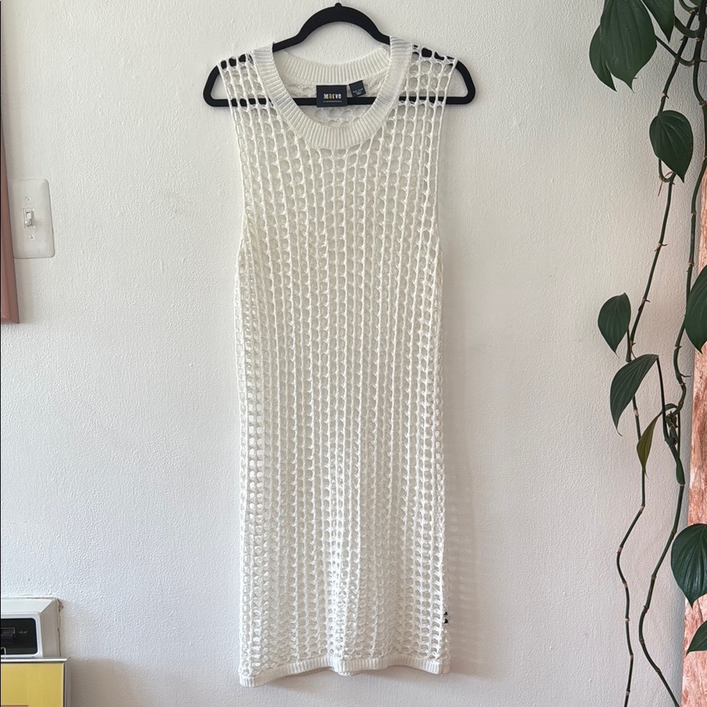 Anthropologie Maeve White Sleeveless Knit CoverUp Dress